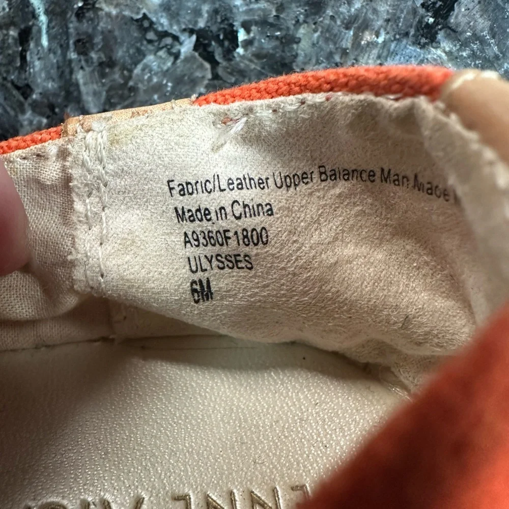 Etienne Aigner Orange Espadrille Flats with Floral Detail Leather Upper Size 6
